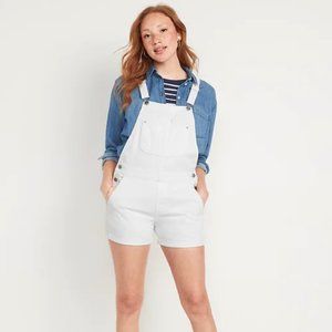 Slouchy Straight Non-Stretch Jean Short Overalls -- 3.5-inch inseam